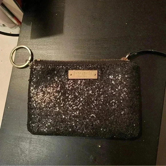 Kate Spade Black Sparkle Card Holder - Picture 2 of 7